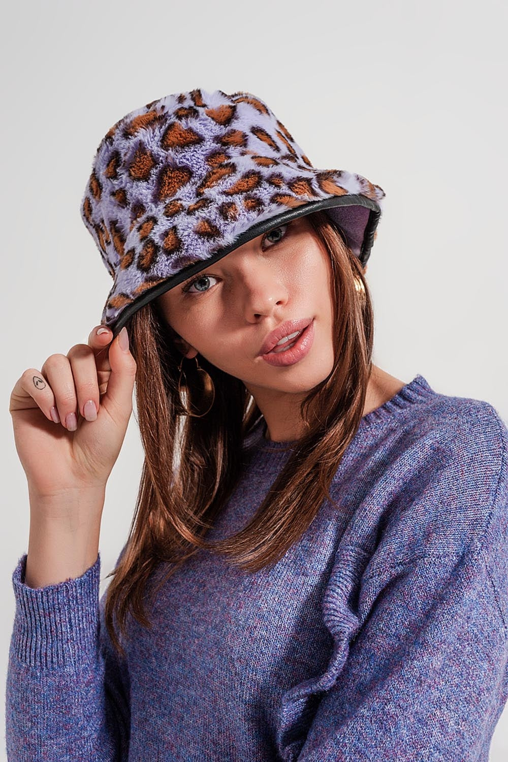 Purple bucket hat in animal print - Hats