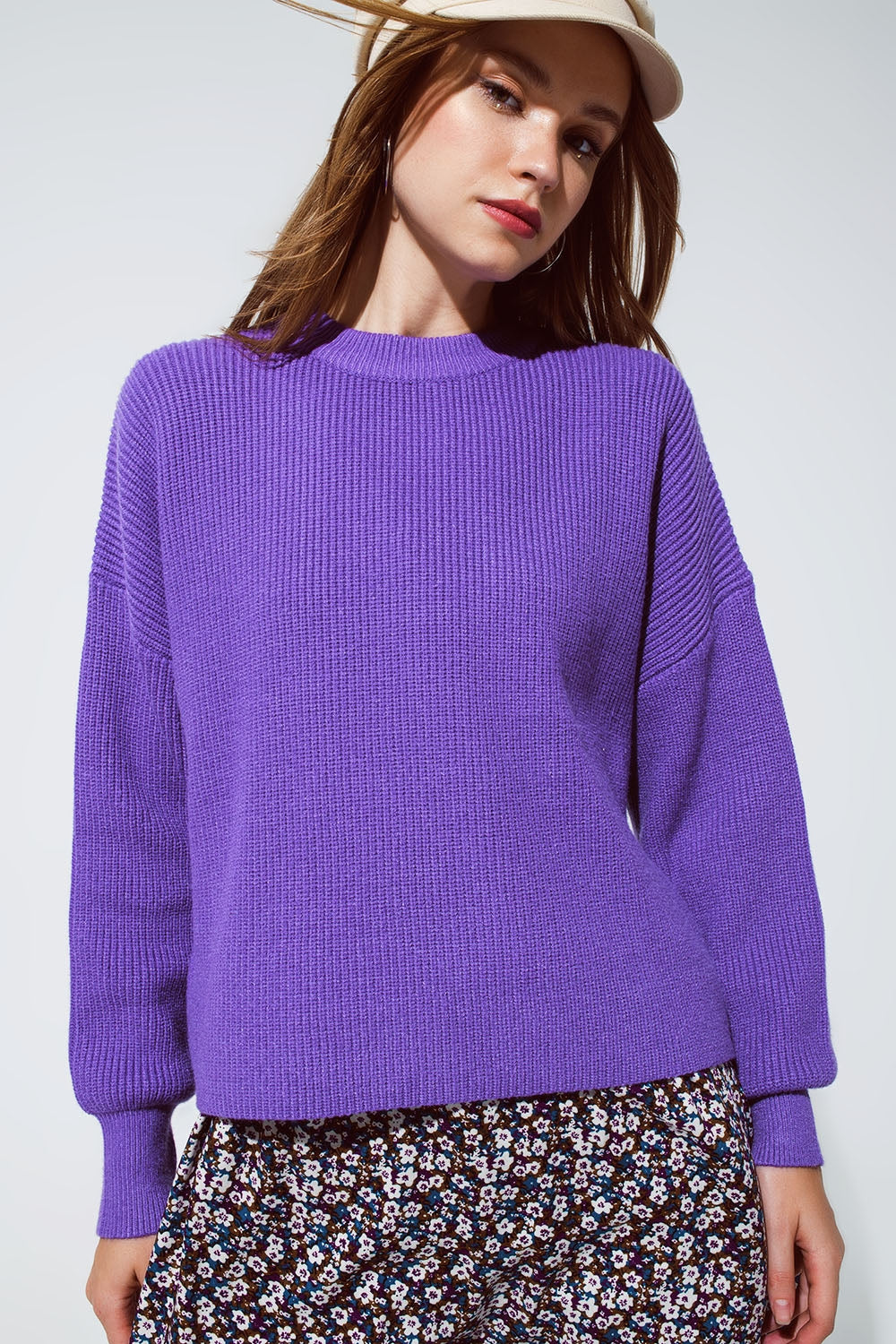 purple chunky knitted relaxed Jumper - Jumpers