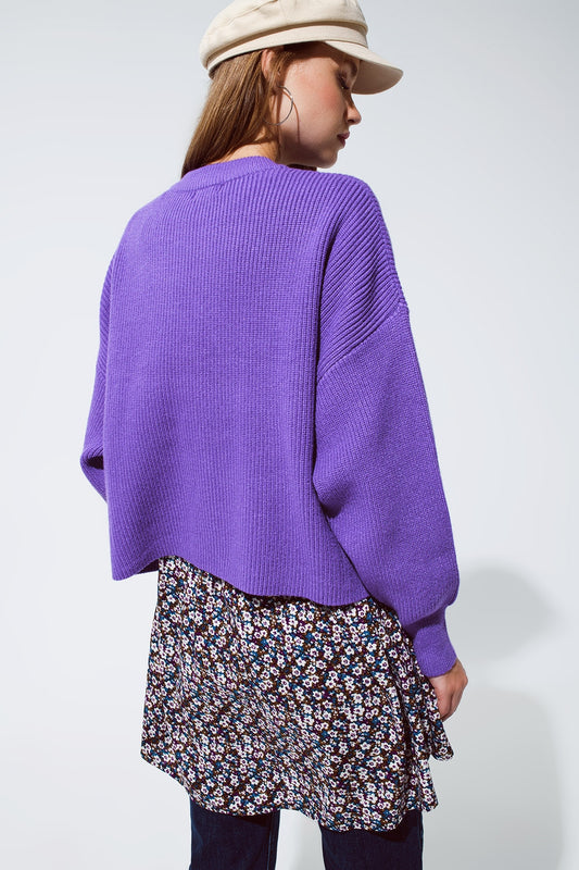 purple chunky knitted relaxed Jumper - Jumpers