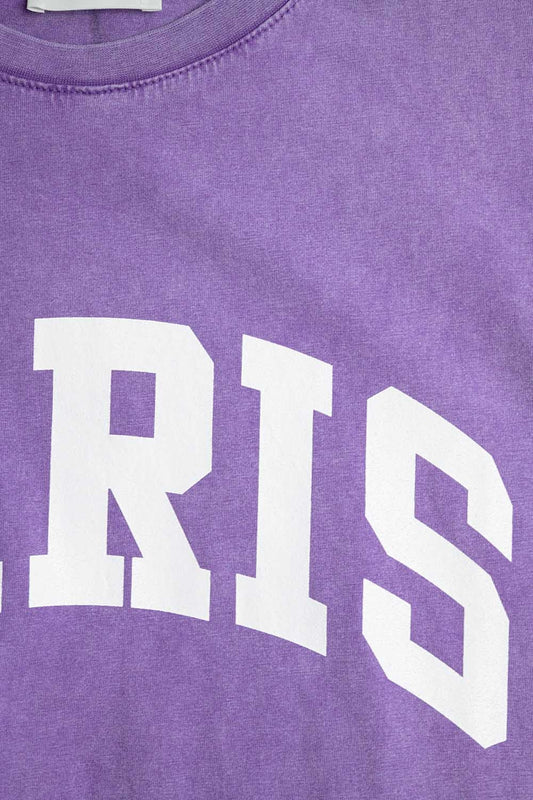 Purple Paris Relaxed T-shirt with White Letters - T-Shirts