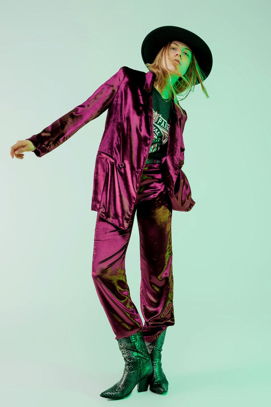 Purple velvet oversized blazer - Blazers