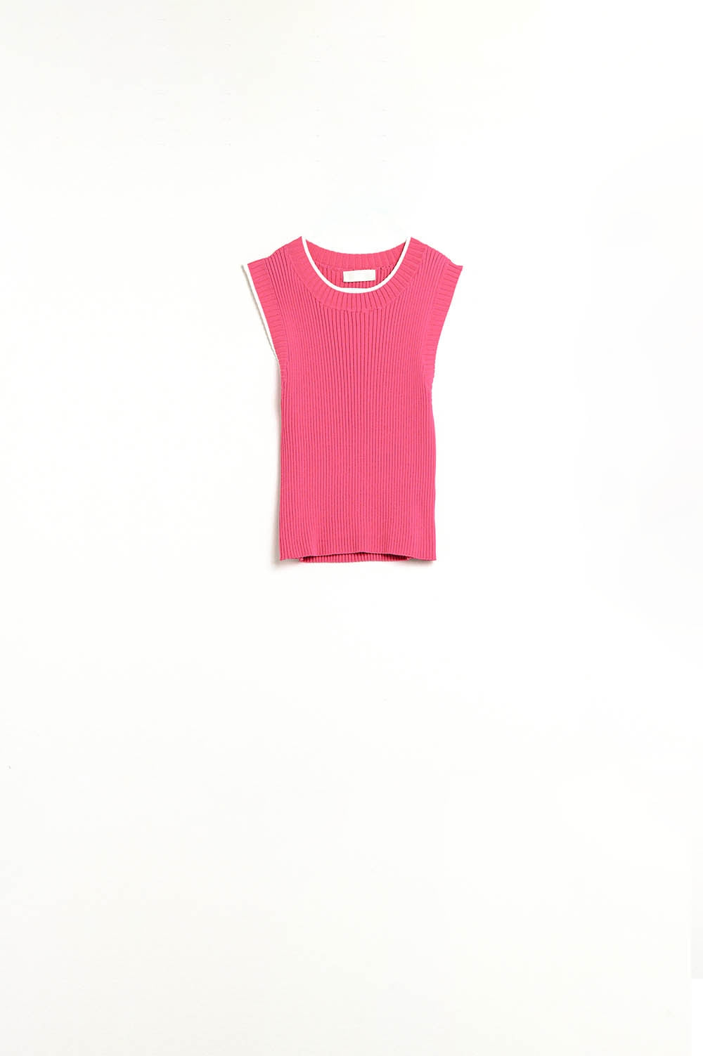 Raspberry Pink Fitted Tank Top with White Trim - Jumpers