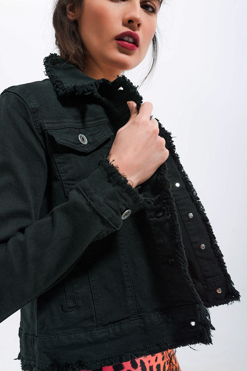 Raw edge black denim jacket - Jackets