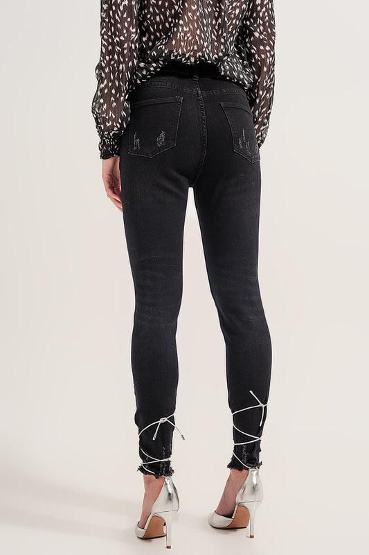 Raw hem skinny jeans in washed black - Jeans