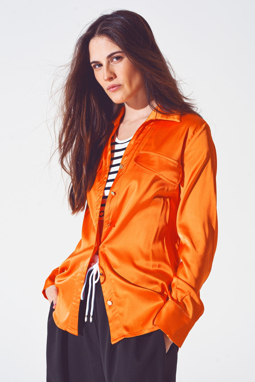 Rayon relaxed shirt in bright orange - Shirts