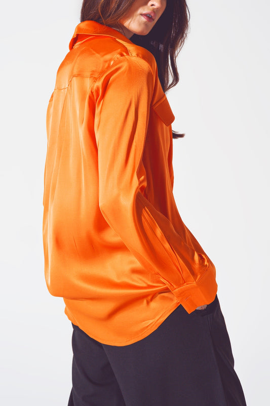 Rayon relaxed shirt in bright orange - Shirts