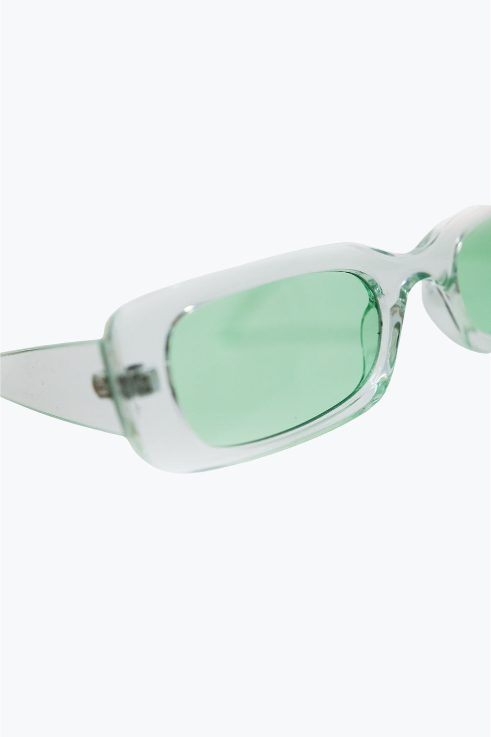 Rectangular Green Transparent Sunglasses with Green Smoke Lenses -