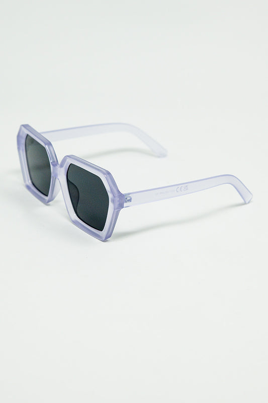 Rectangular sunglasses in purple translucent color - Sunglasses
