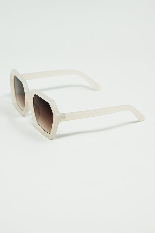 Rectangular sunglasses in white translucent color - Sunglasses