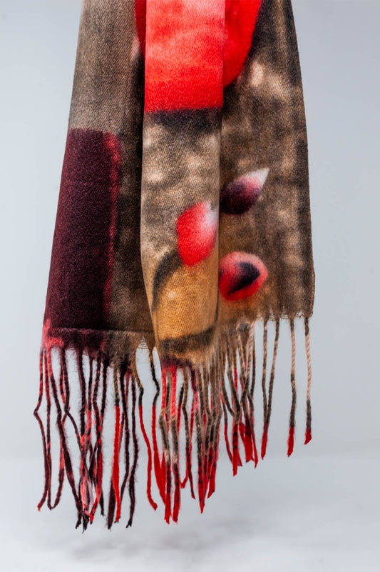 red flower print scarf - Scarves
