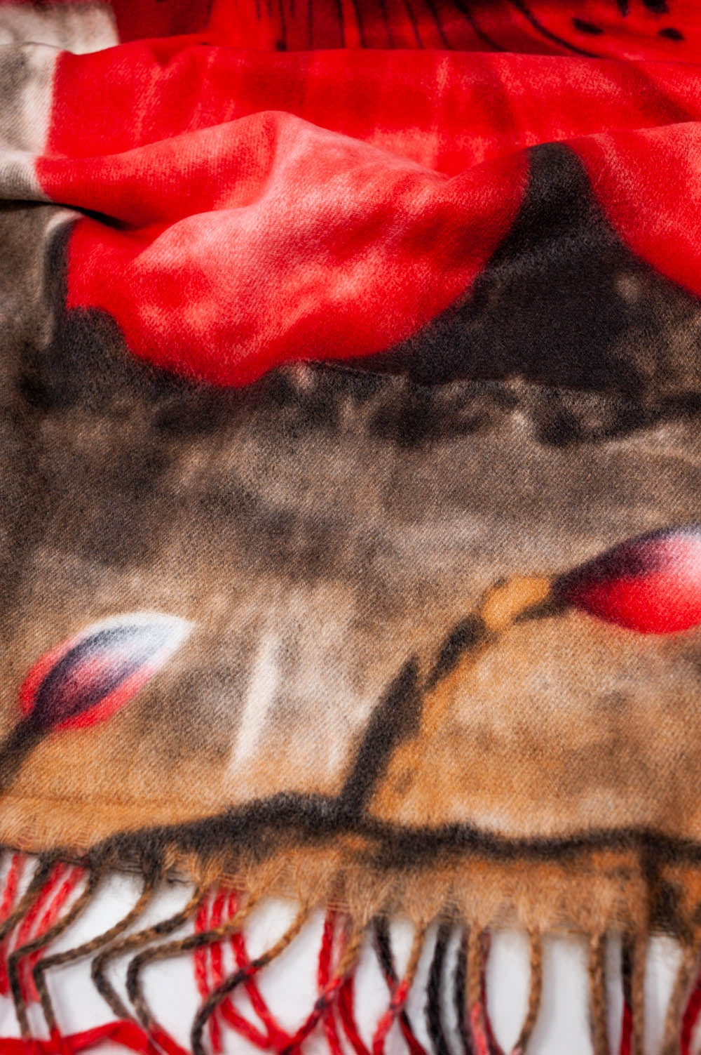 red flower print scarf - Scarves