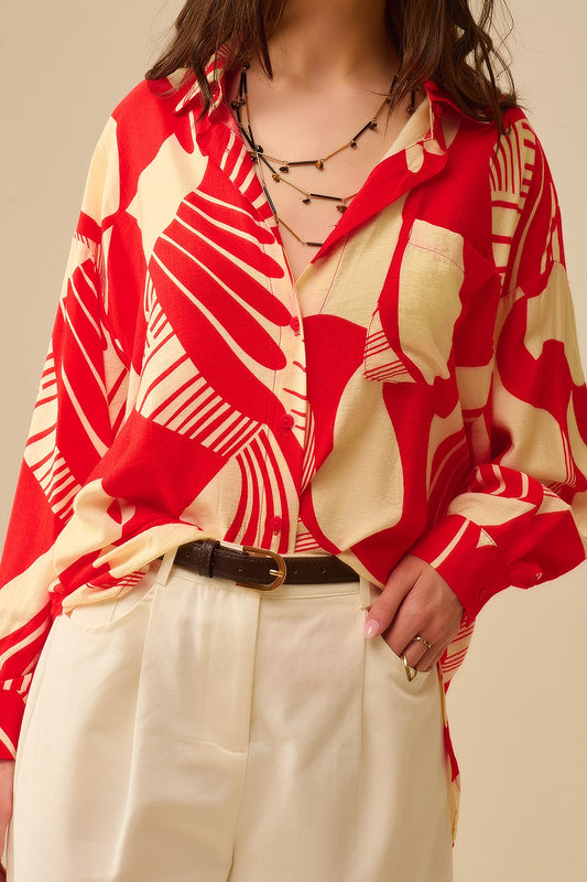 Red Polo Shirt with abstract print - Shirts