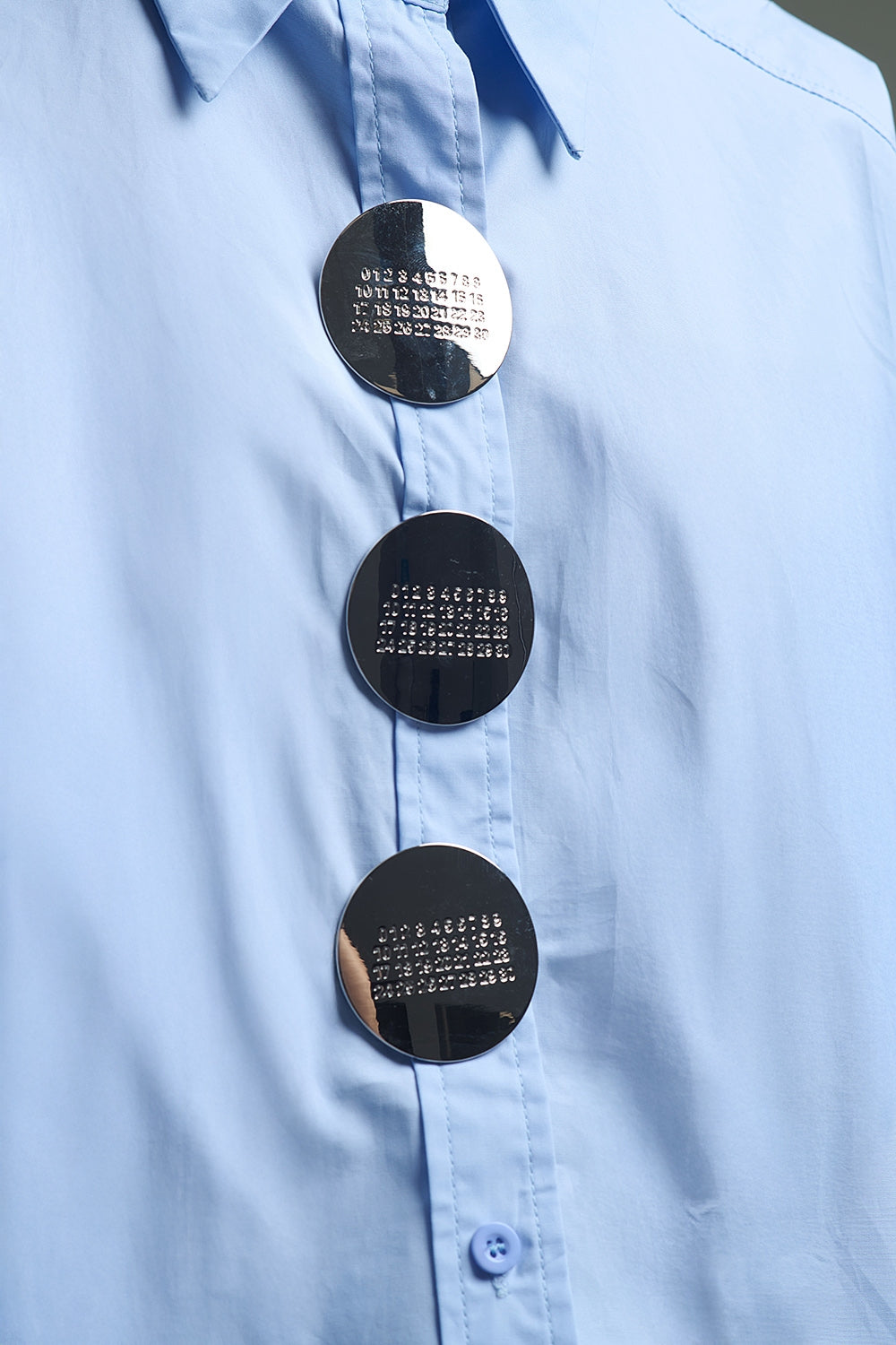 Relaxed 3/4 Sleeve Poplin Shirt With Button Detail - Shirts