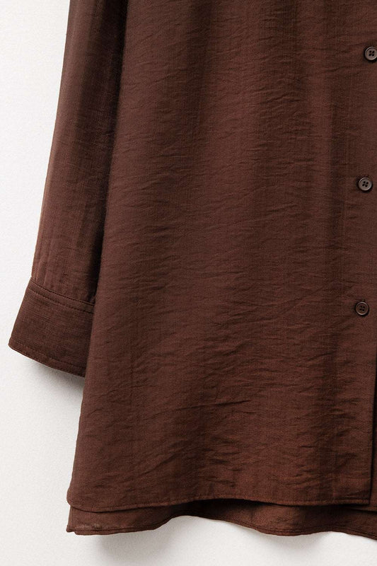 relaxed fit Brown Shirt long Sleeves - Shirts