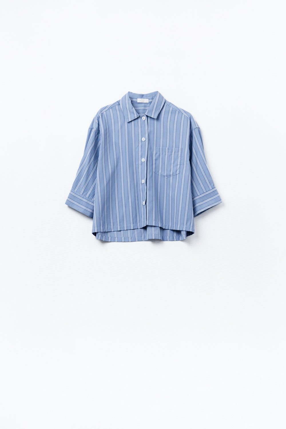 Relaxed fit Cropped Striped Shirt in Blue - Shirts