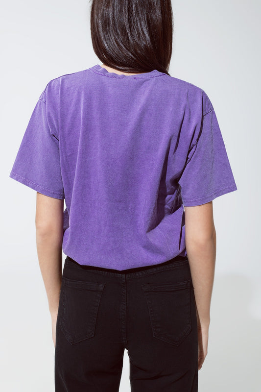relaxed fit T-shirt in washed purple with london logo - T-Shirts