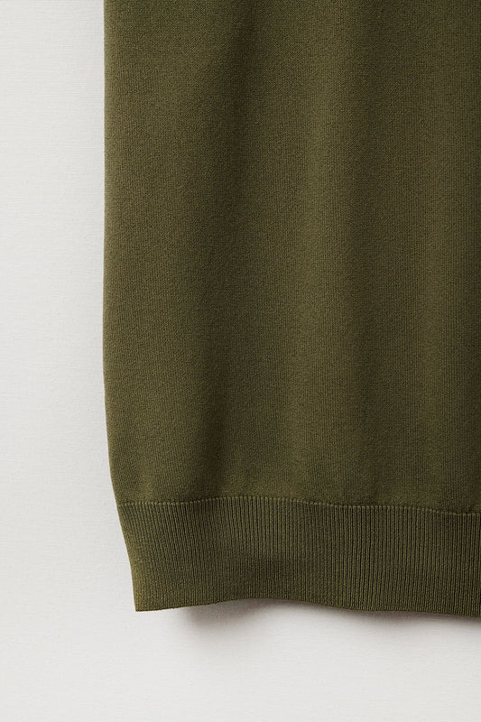 Relaxed khaki boatneck sweater with dropped sleeves - Jumpers