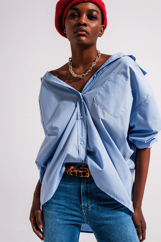Relaxed poplin shirt in blue - Shirts