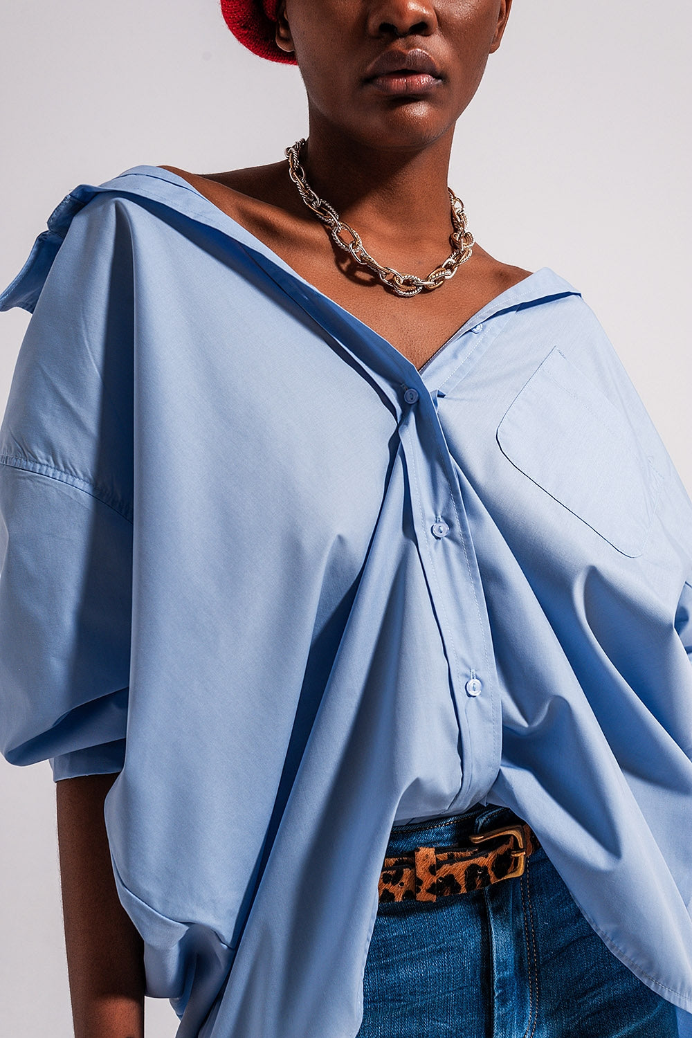 Relaxed poplin shirt in blue - Shirts