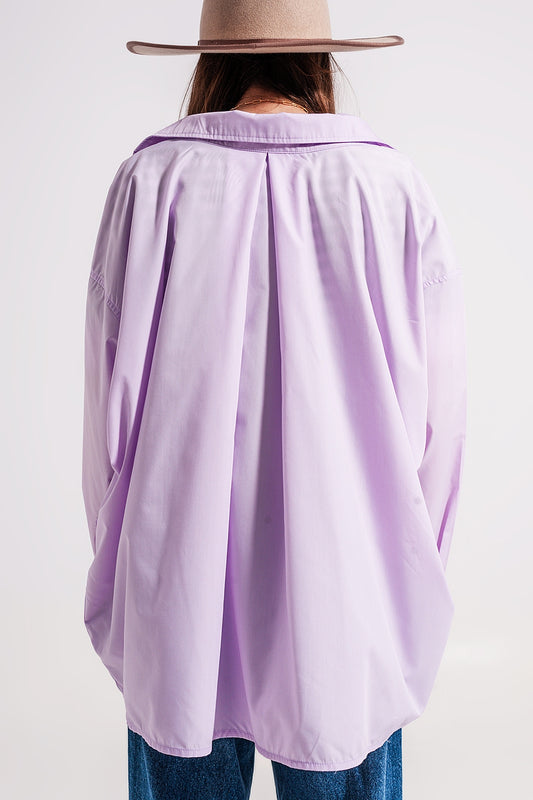 Relaxed poplin shirt in lilac - Shirts