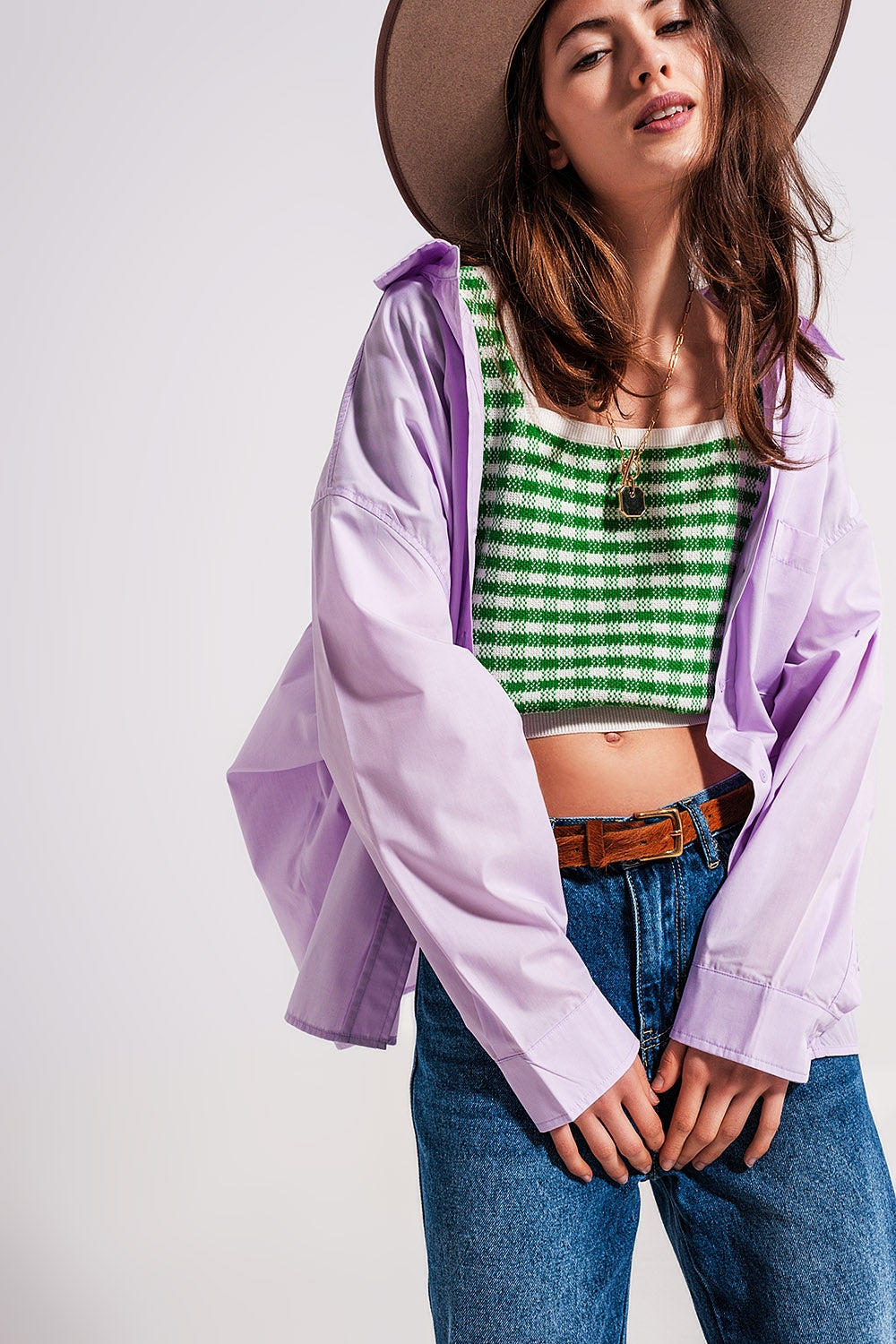 Relaxed poplin shirt in lilac - Shirts
