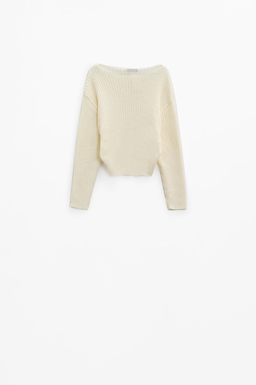 Relaxed Ribbed Boat Neck Sweater in cream - Jumpers