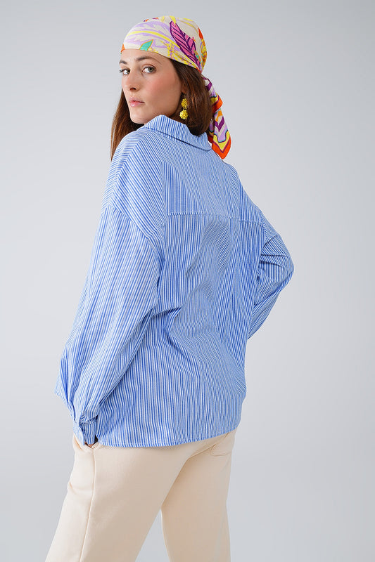 Relaxed Thin Stripe Shirt in Blue - Shirts