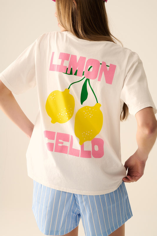 relaxed white t-shirt with lemon print - T-Shirts