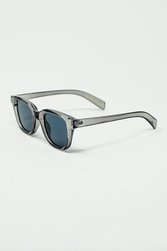 Retro Round Sunglasses With Smoke Black Lense and Transparent Gray Frame - Sunglasses