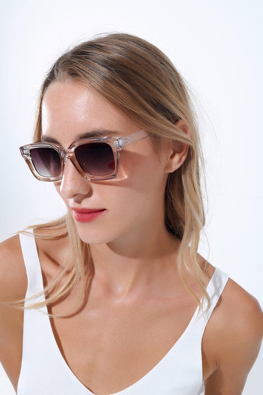 Retro style thick square translucent frame sunglasses -