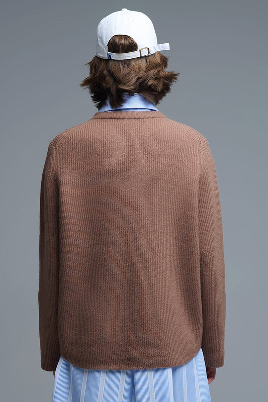 Ribbed Comfy Knit Sweater in Camel - Sweaters