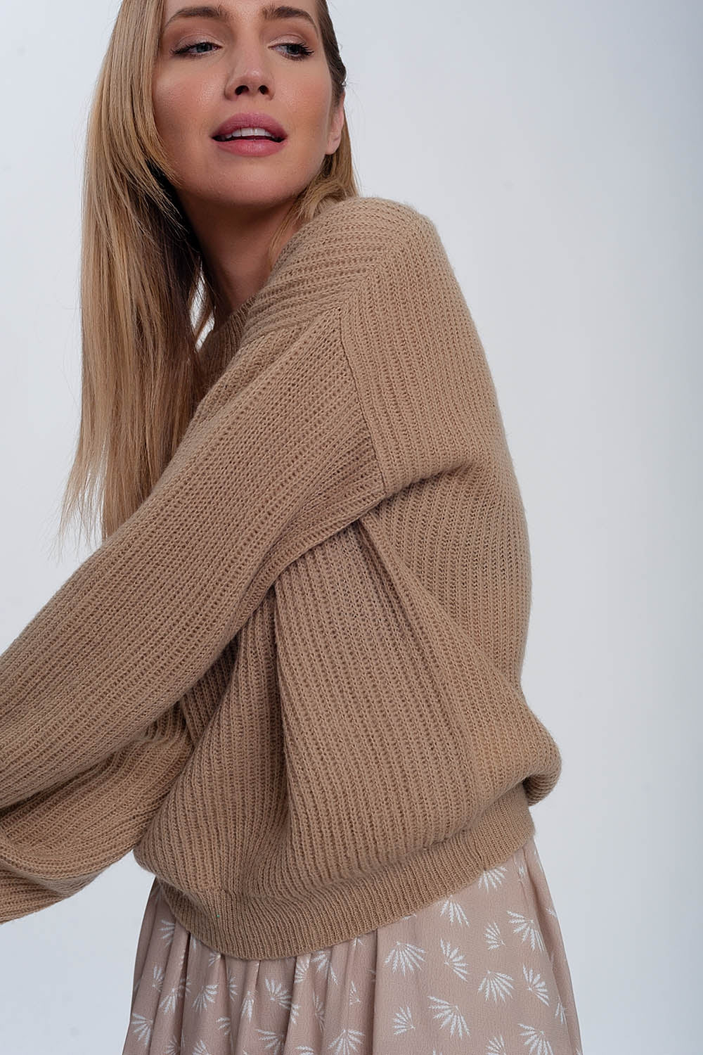 Ribbed jumper in light beige - Jumpers