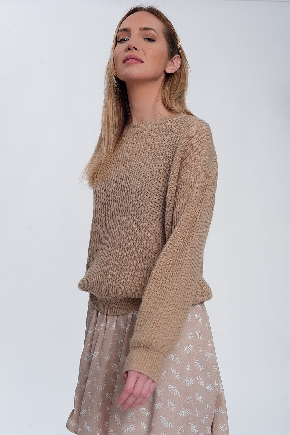Ribbed jumper in light beige - Jumpers