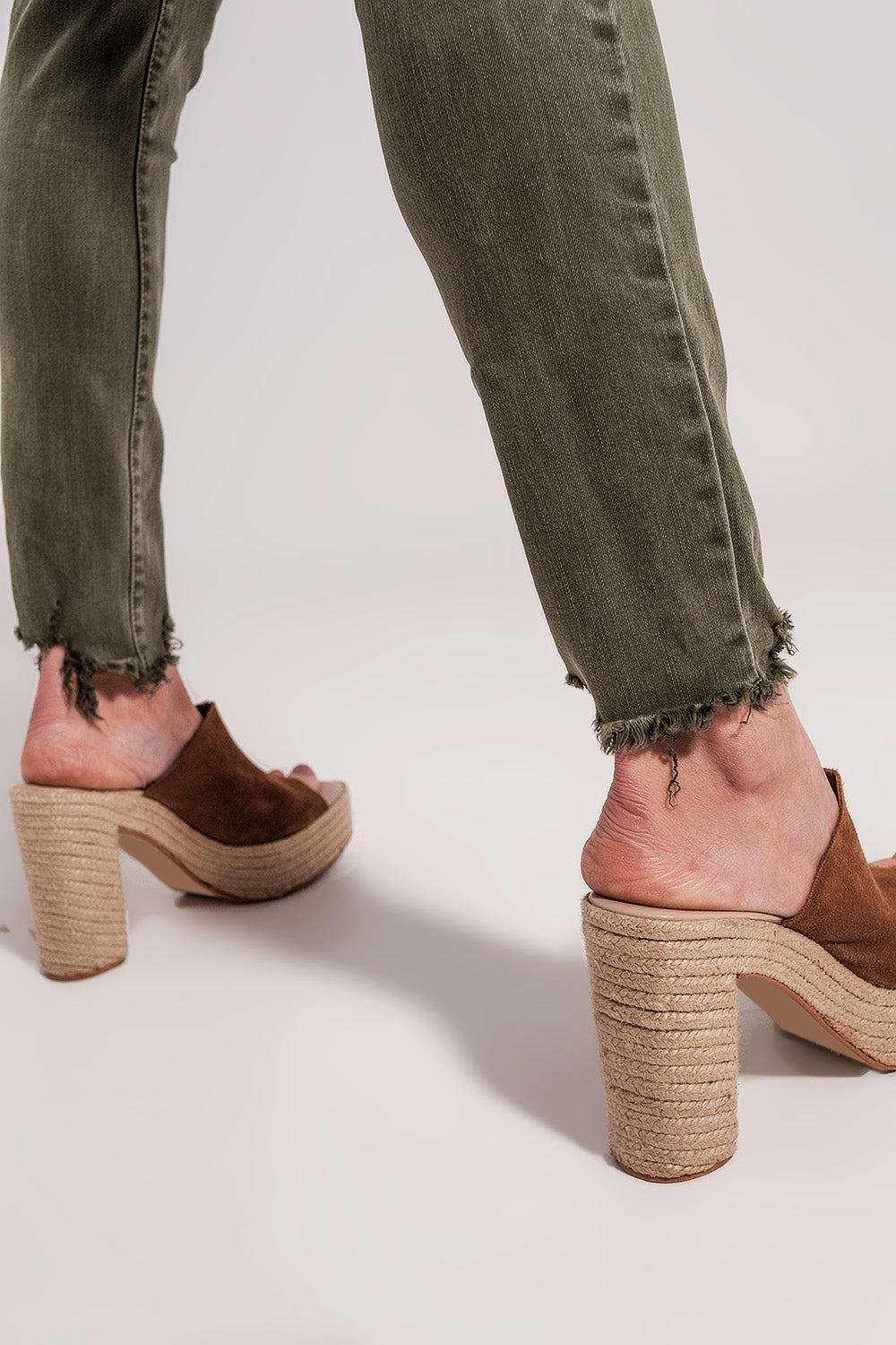 Ripped skinny jean in green - Jeans