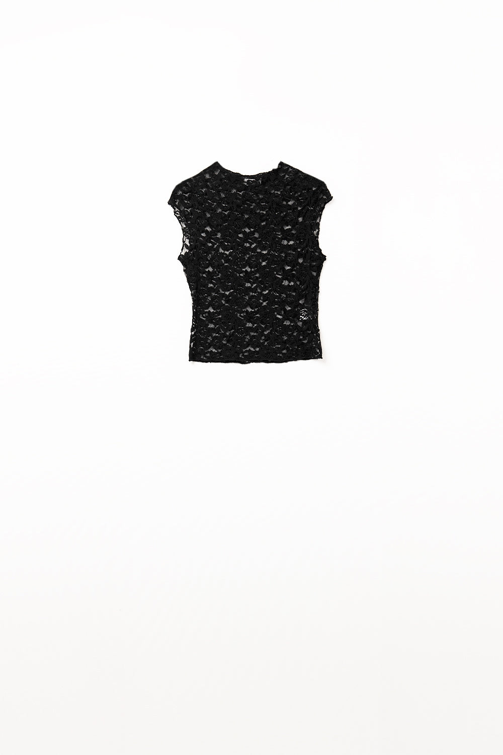 Romantic Lace T-shirt With Cap Sleeves in Black - T-Shirts