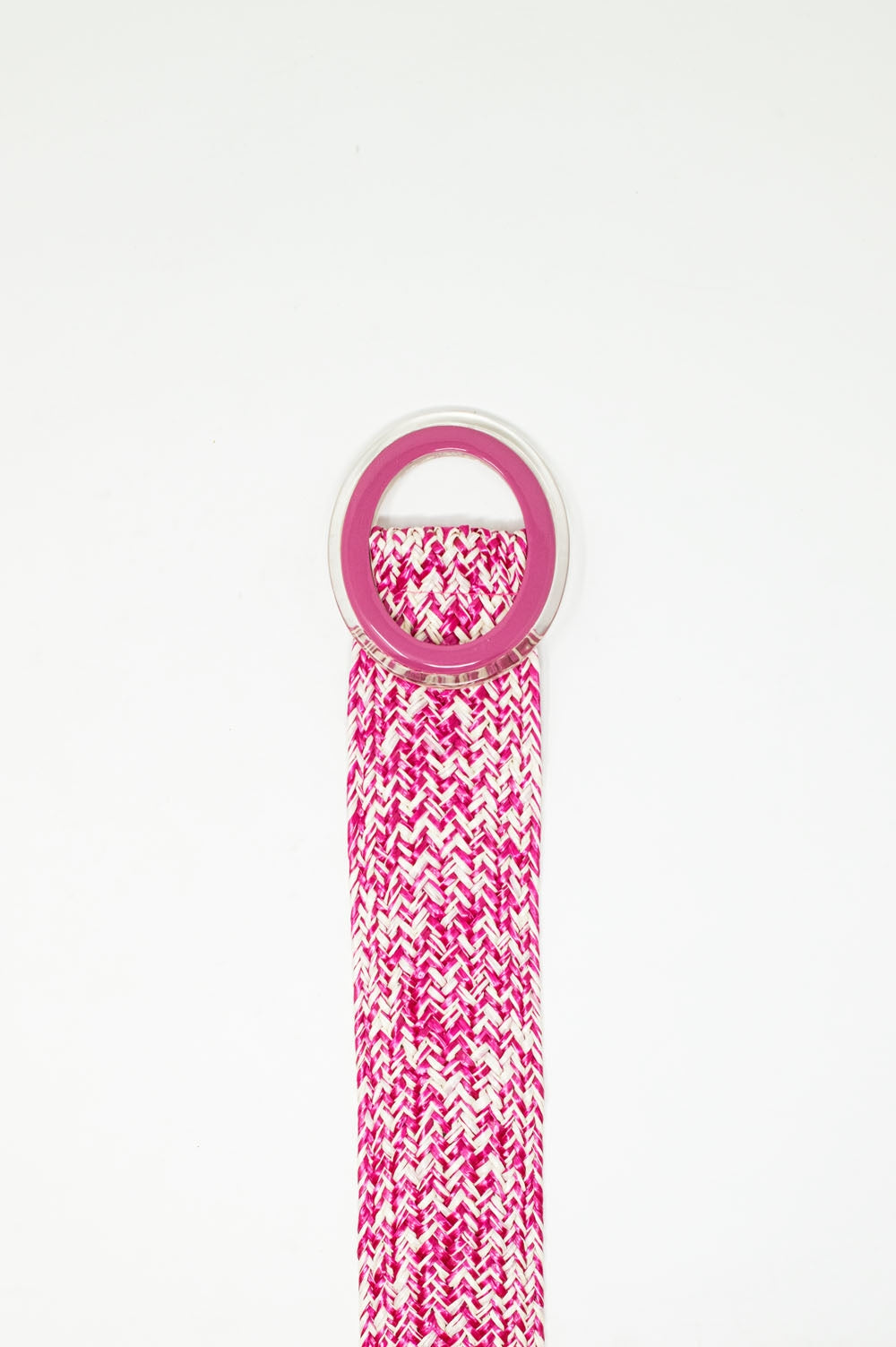 Round Buckle Braided Belt in Pink - Belts