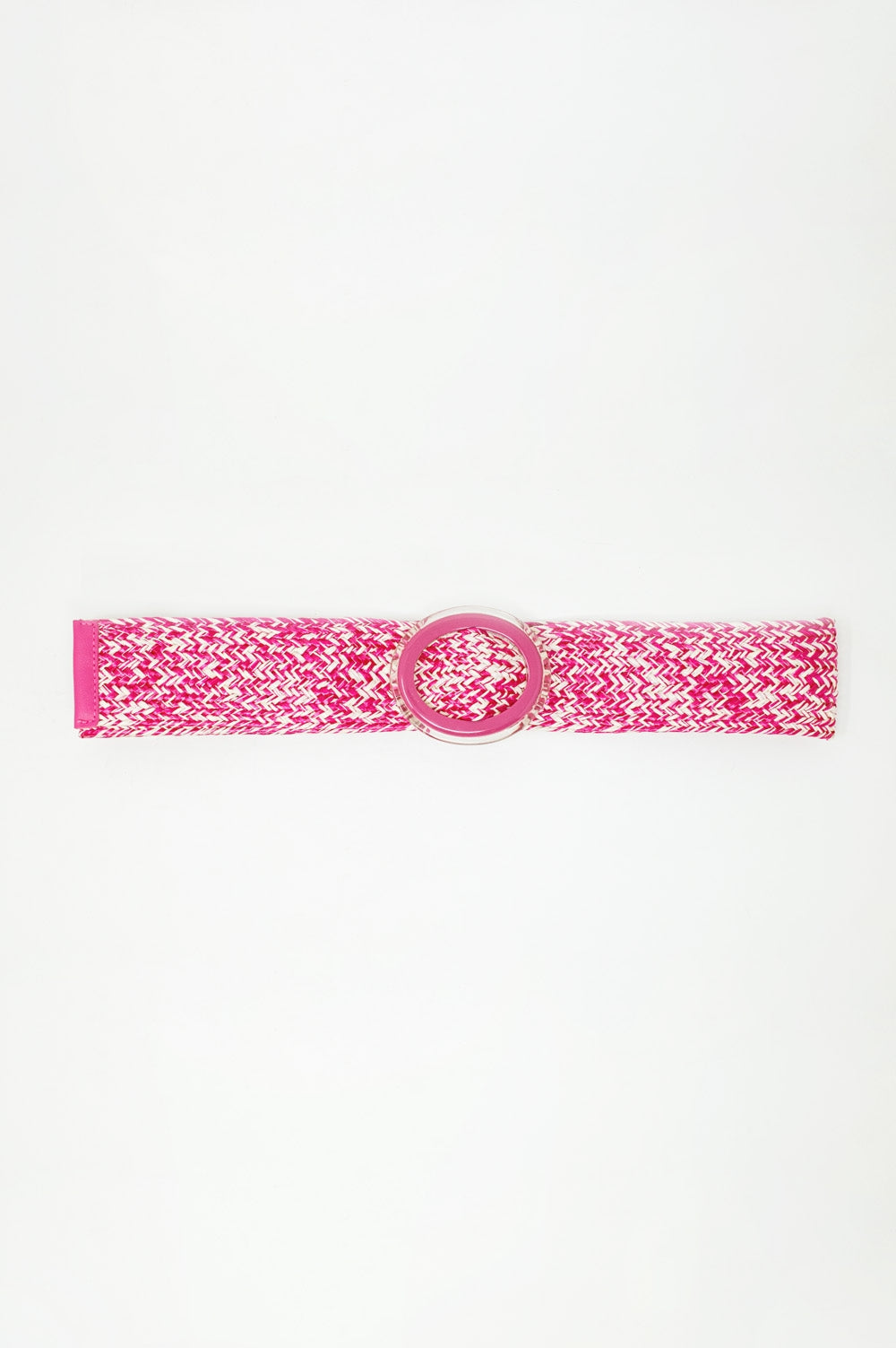 Round Buckle Braided Belt in Pink - Belts