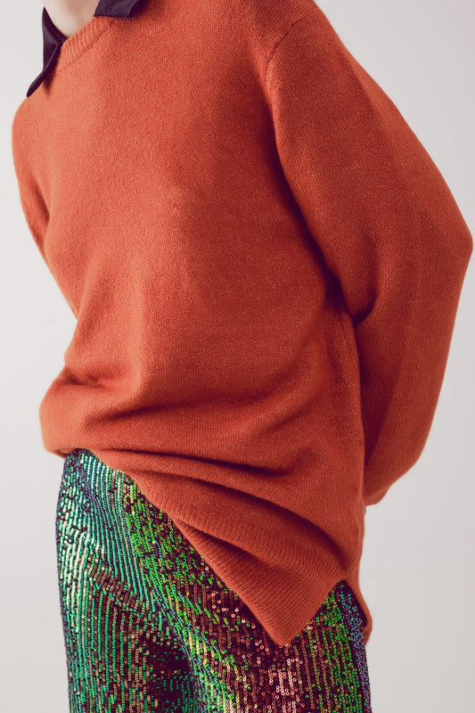 round neck oversized jumper dress in orange - Jumpers