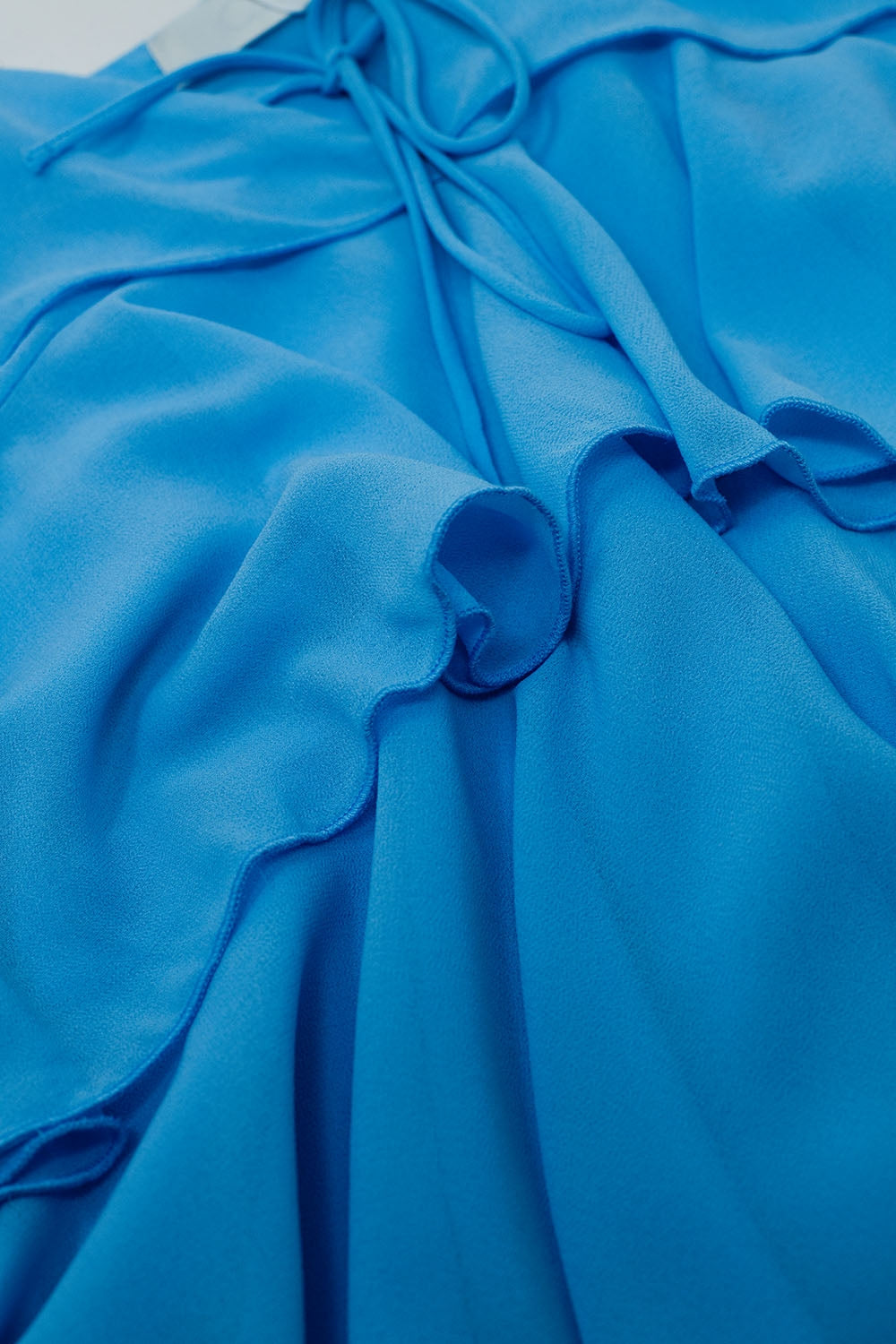 Ruffle Top WIth Thin straps in Blue - Tops