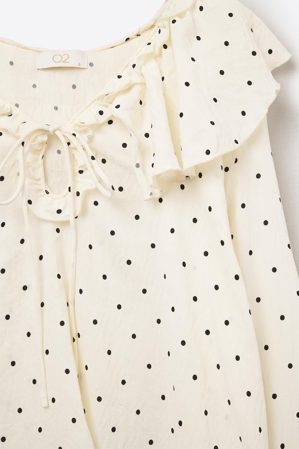 Ruffled Polka-Dot Blouse with Flared Sleeves - Tops