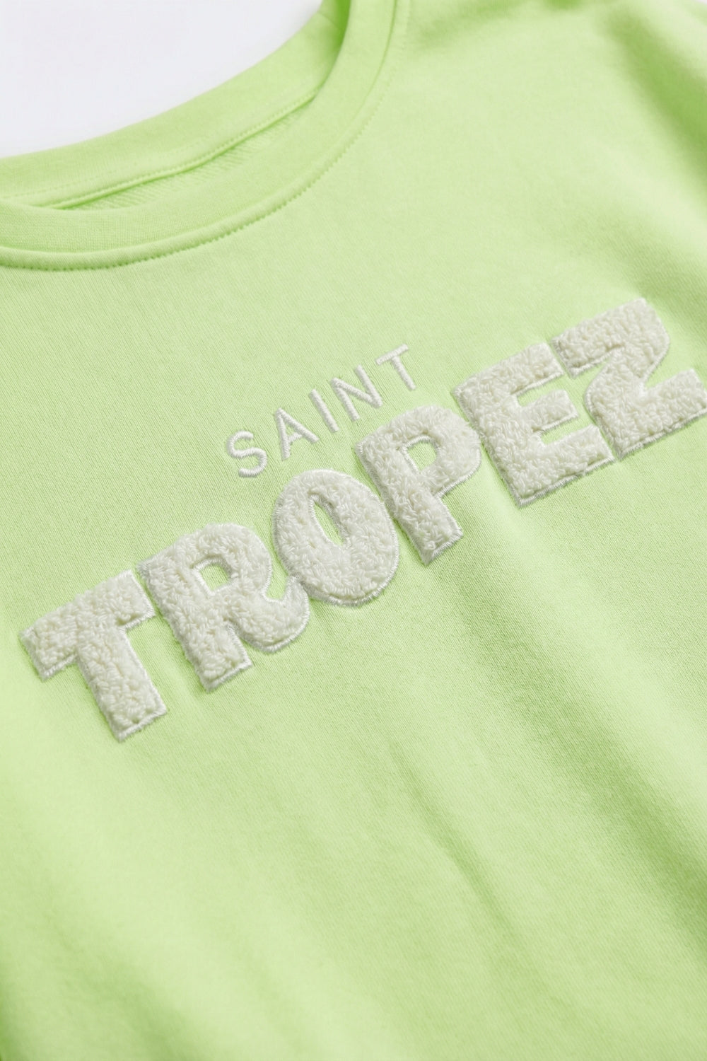 Saint Tropez Embroidered mint green Sweatshirt - Sweaters