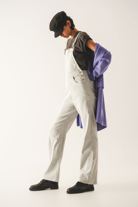 Salopette jumpsuit in grey stripes - Dresses