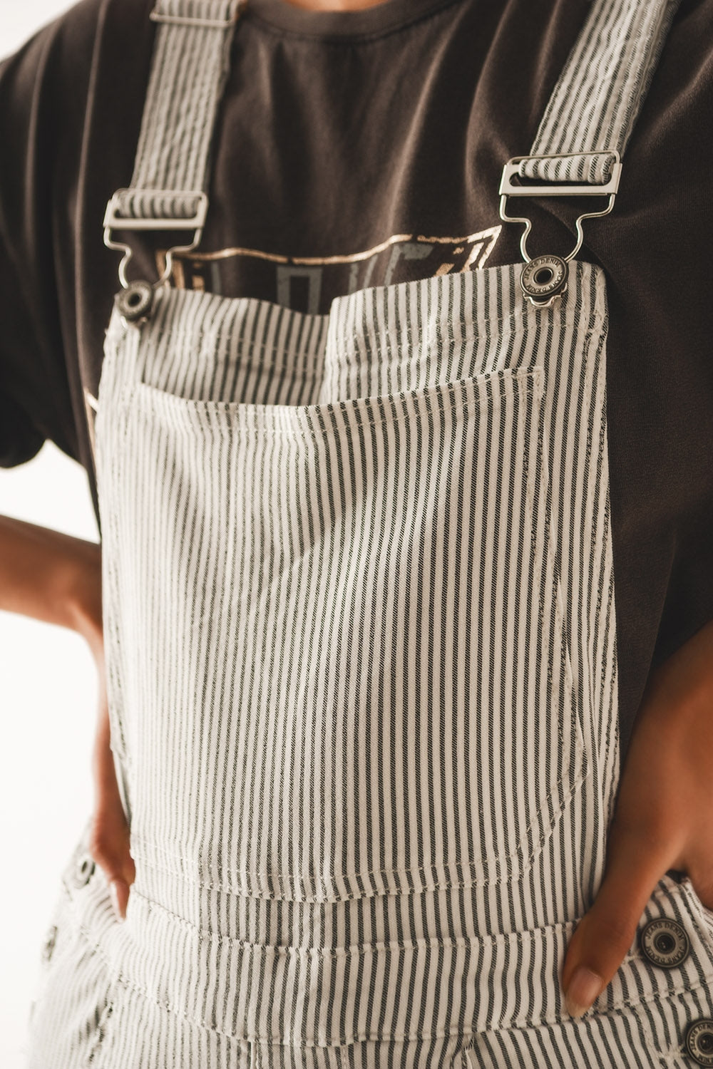 Salopette jumpsuit in grey stripes - Dresses