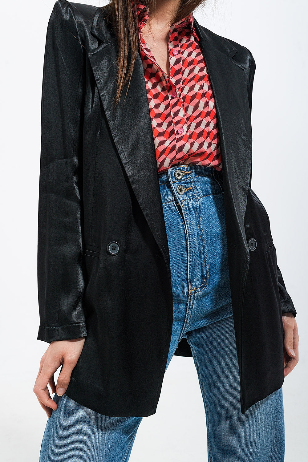 Satin blazer in black - Blazers