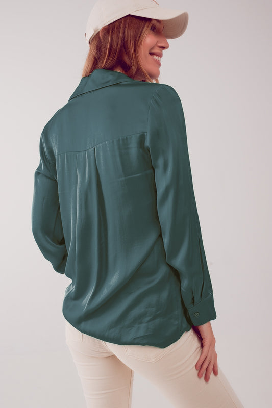 Satin shirt in green - Shirts
