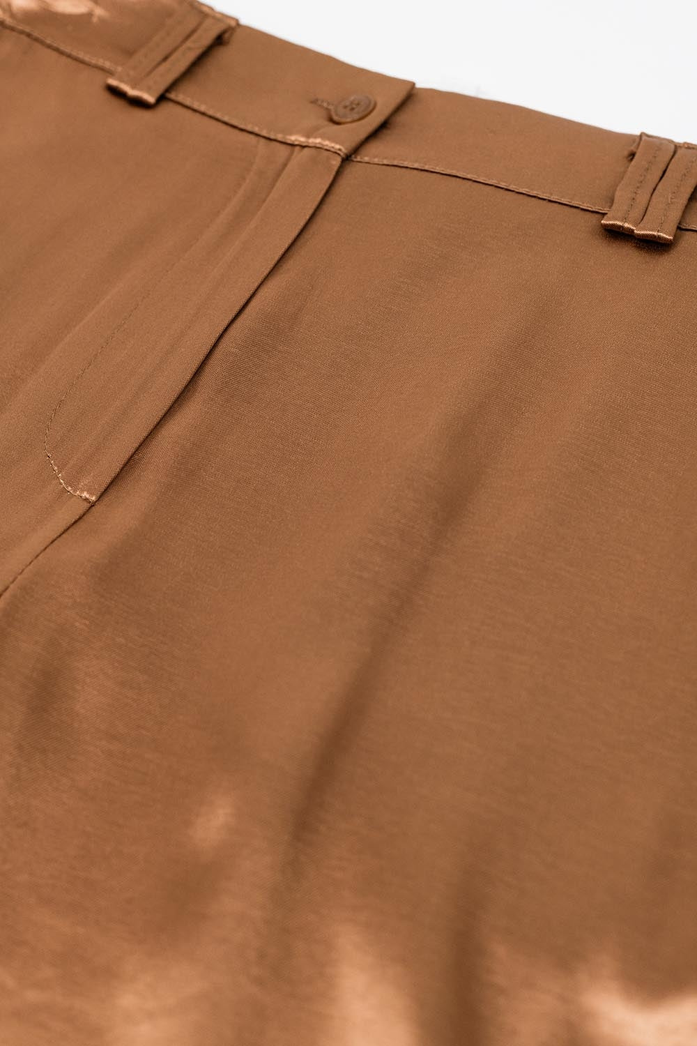 Satin Wide Leg Suit Pants In Camel - Trousers