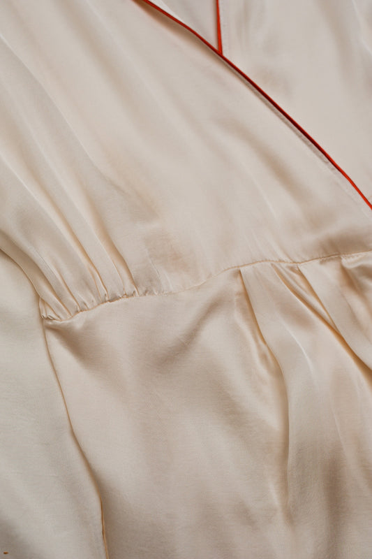 Satin wrap front maxi dress in cream satin - Dresses