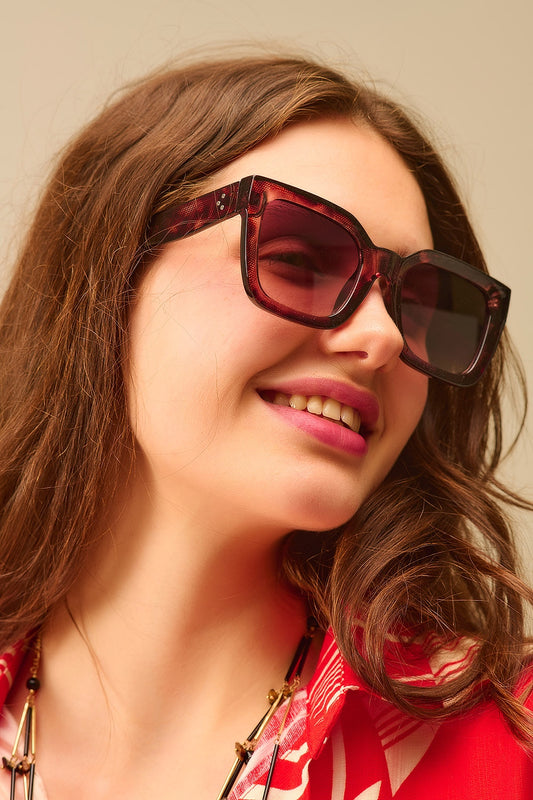 shaded brown Oversized square sunglasses -