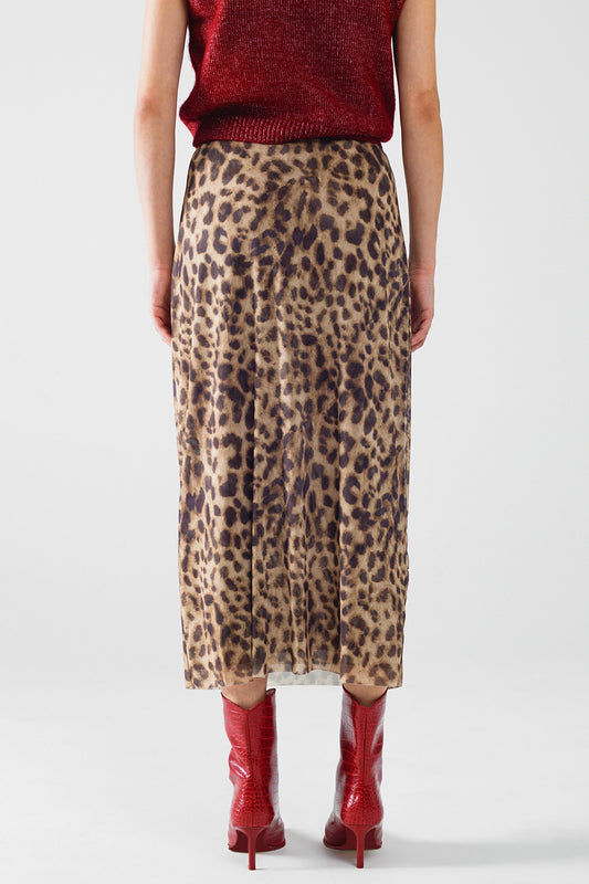 sheer long leopard print bodycon midi skirt - Skirts