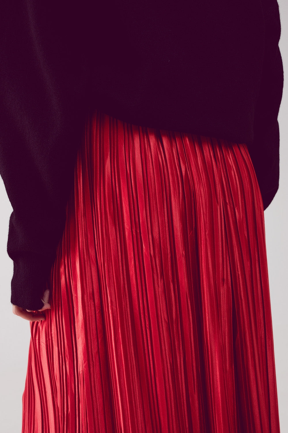 Shiny rust pleated midi skirt - Skirts